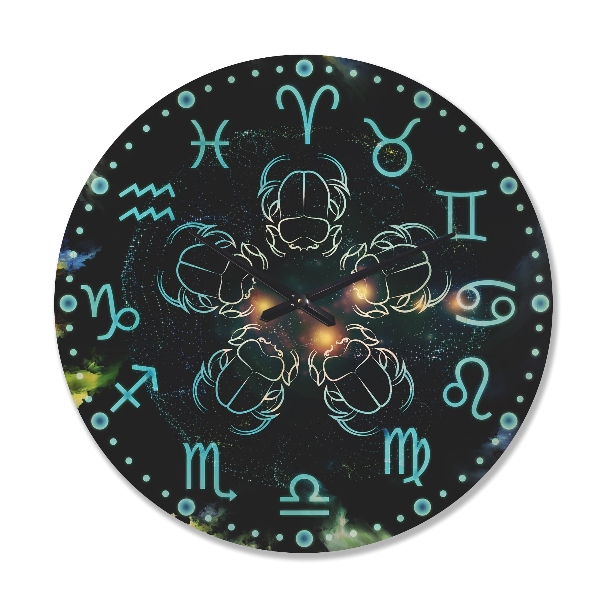 Designart 'Scarabs With Astrology' Modern Wood Wall Clock