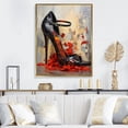 thumbnail image 1 of Designart "Scarlet Red and Black High Heels II" Fashion Framed Wall Art - Glam Black Fashion High Heels Entryway Framed Wall Art Print, 1 of 6