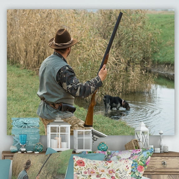 Designart "Scene Depicting A Hunter On A Pursuit I" Hunting & Fishing Canvas Wall Art
