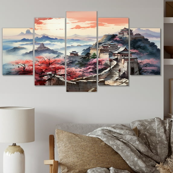 Designart "Scenic Asian Beauty I" Chinese Metal Wall Art Set