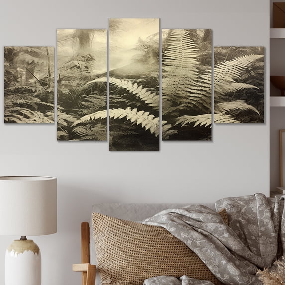 Designart "Scenic Beauty of Green Ferns V" Floral Metal Wall Décor Set