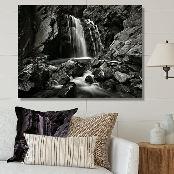 Designart "Scenic Cliff Waterfall II" Waterfall Wall Decor