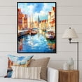 thumbnail image 1 of Designart "Scenic Harbor In Italy I" Italy Floater Framed Canvas Wall Art, 1 of 1