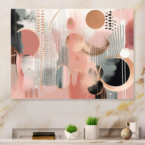 Designart "Scenic Lines in Pink Gold IV" Modern Shapes Transitional Metal Wall Art