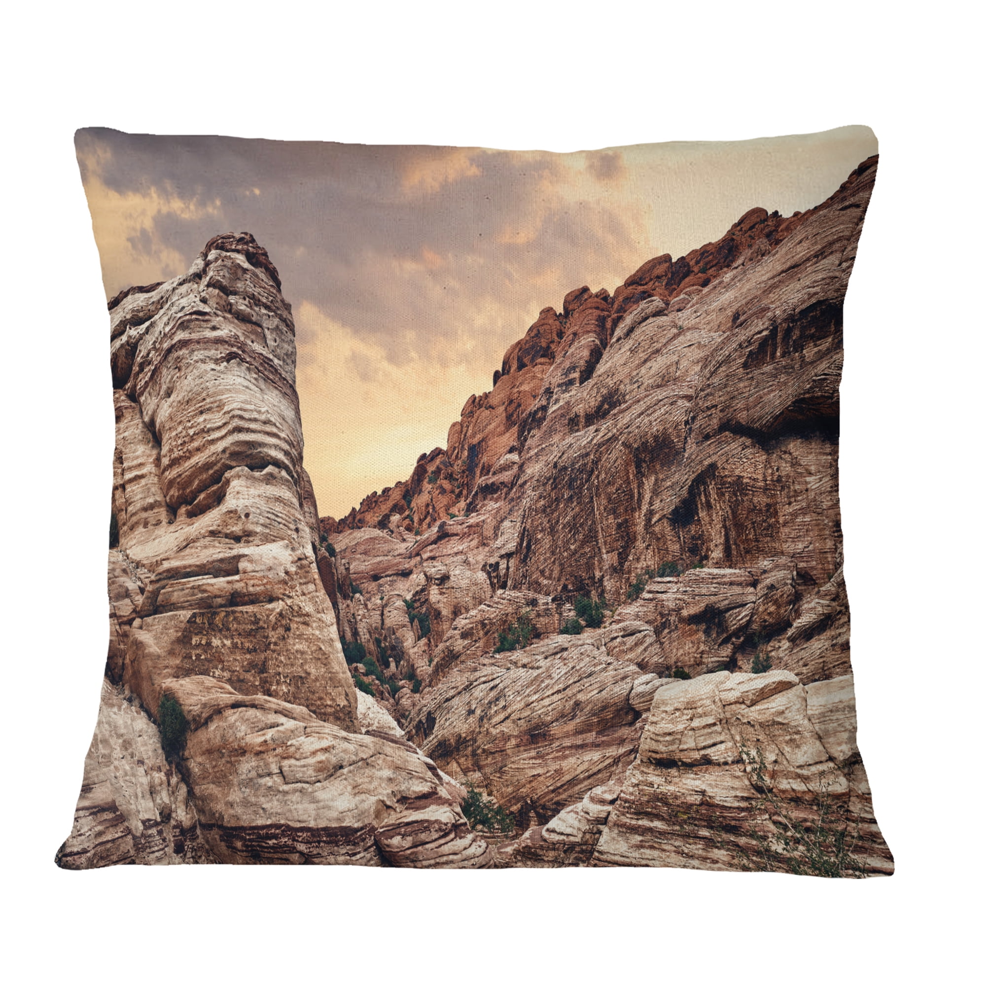Designart Scenic Red Rock Canyon in Nevada - Landscape Printed Throw Pillow - 16x16