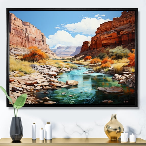 Designart "Scenic Splendor of Nevada s Canyons III" Landscapes Floater Framed Wall Art Print