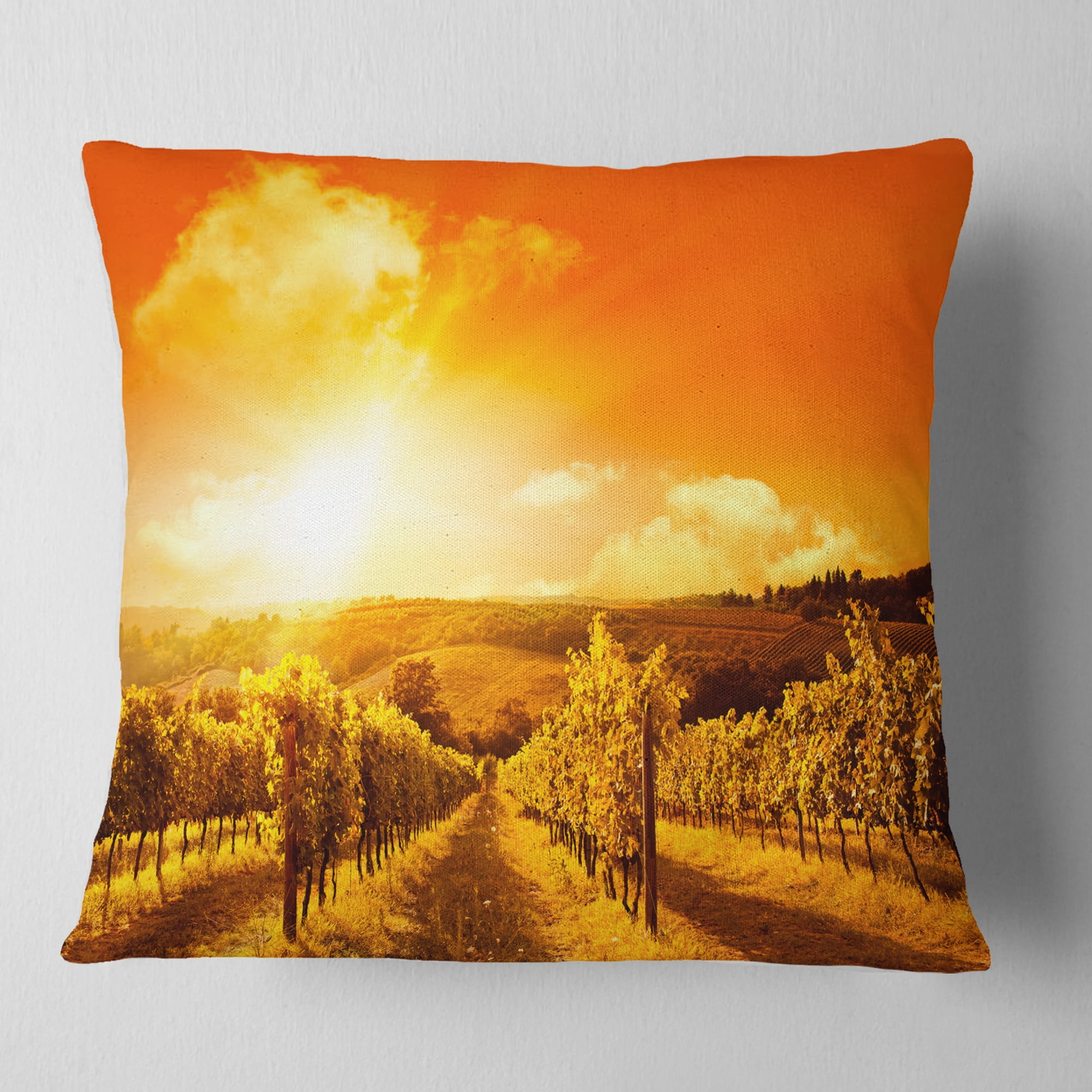 Designart Scenic Sunset Road in Italy - Landscape Printed Throw Pillow - 16x16