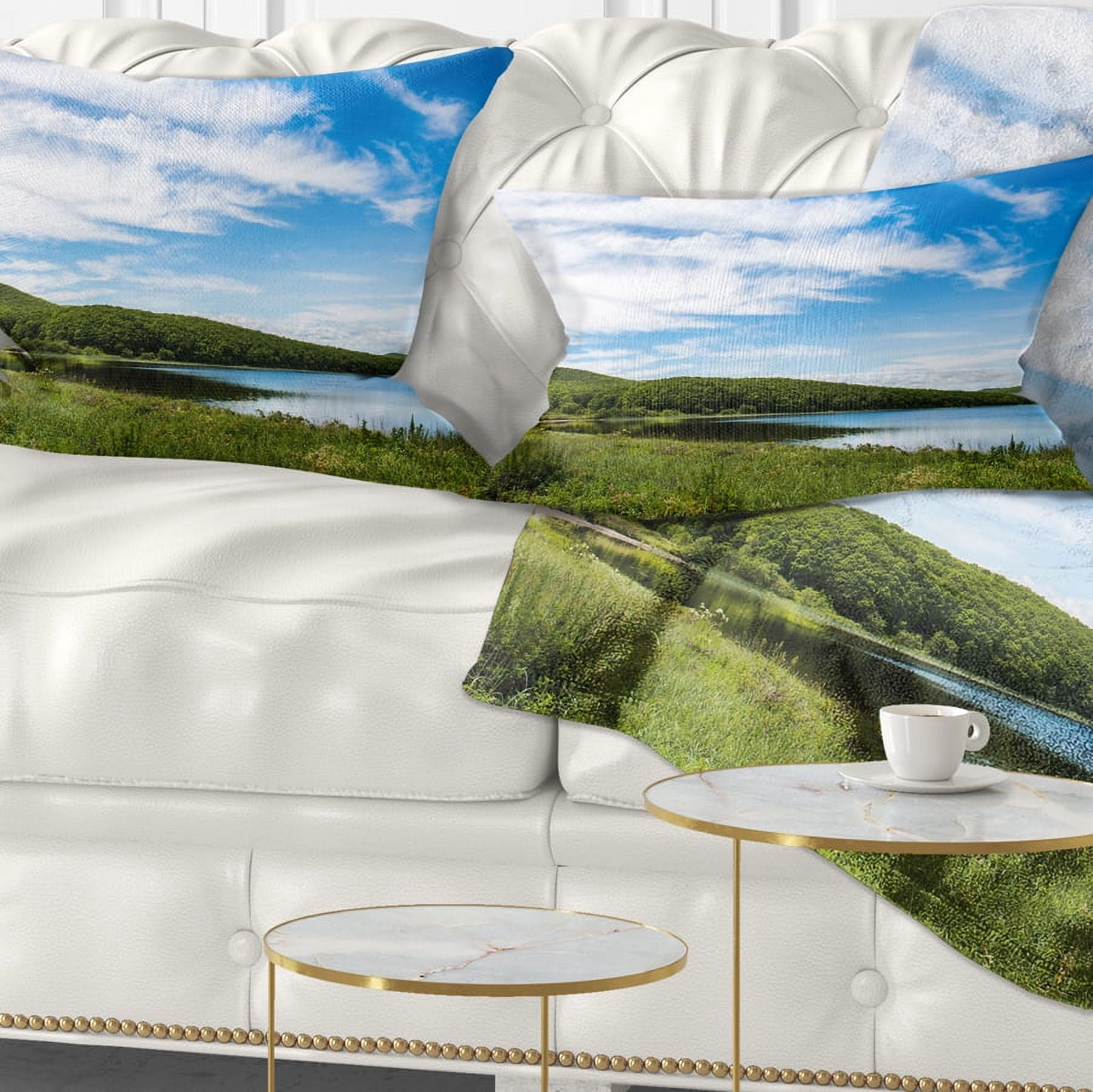 Designart Scenic View of Pacific Ocean Beach - Landscape Printed Throw Pillow - 12x20