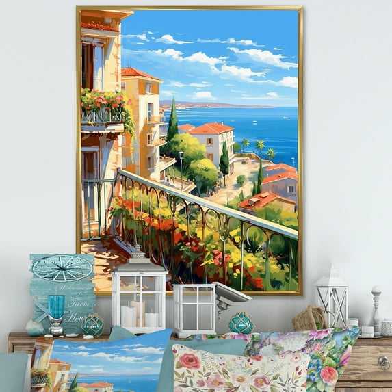 Designart "Scenic Views Of Italy" Italy Floater Framed Canvas Prints