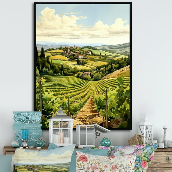 Designart "Scenic Vineyard Elegance V" Vineyard Floater Framed Canvas Prints