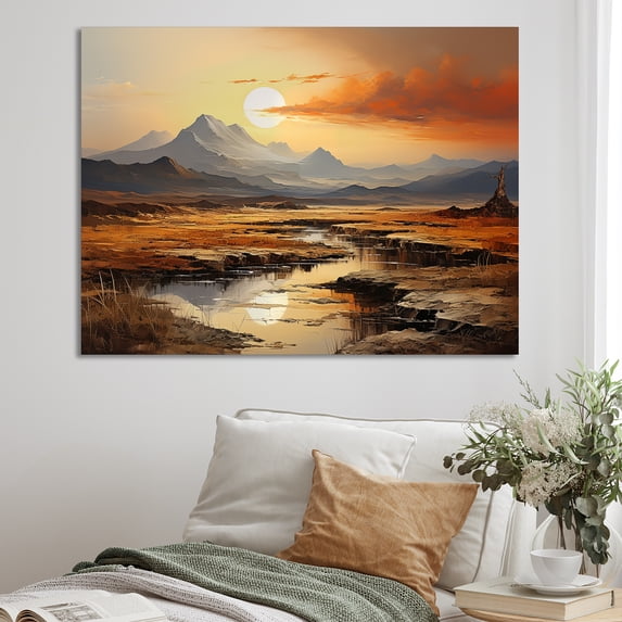 Designart "Scenic Volcanic Vista" Volcano Canvas Art Print