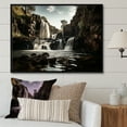 thumbnail image 1 of Designart "Scenic Waterfall By The River I" Waterfall Floater Framed Wall Art Living Room, 1 of 5