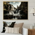 thumbnail image 1 of Designart "Scenic Waterfall By The River I" Waterfall Floater Framed Wall Art Living Room, 1 of 5
