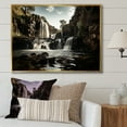 thumbnail image 1 of Designart "Scenic Waterfall By The River I" Waterfall Floater Framed Wall Art Living Room, 1 of 5