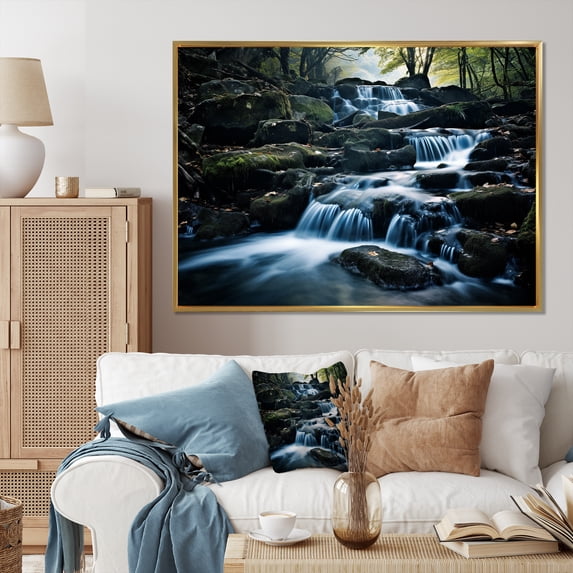Designart "Scenic Waters Landscape I" Landscapes Floater Framed Canvas Print