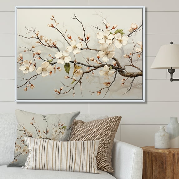 Designart "Scenic White Dogwood Blossom" Dogwood Floater Framed Canvas Art Print