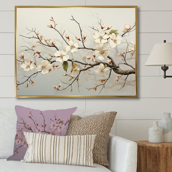 Designart "Scenic White Dogwood Blossom" Dogwood Floater Framed Canvas Art Print