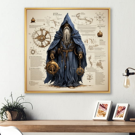 Designart "Schematic Sketch Sasquatch IV" Wizards Floater Framed Wall Art Prints