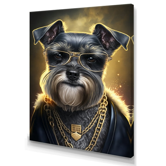 Designart Schnauzer Gangster in NYC II Canvas Wall Art