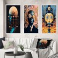 thumbnail image 1 of Designart "Sci-Fi Portrait Blue Future Man" Man Framed Wall Art Set Of 3 - Blue Glam Frame Gallery Wall Set For Home Decor, 1 of 6