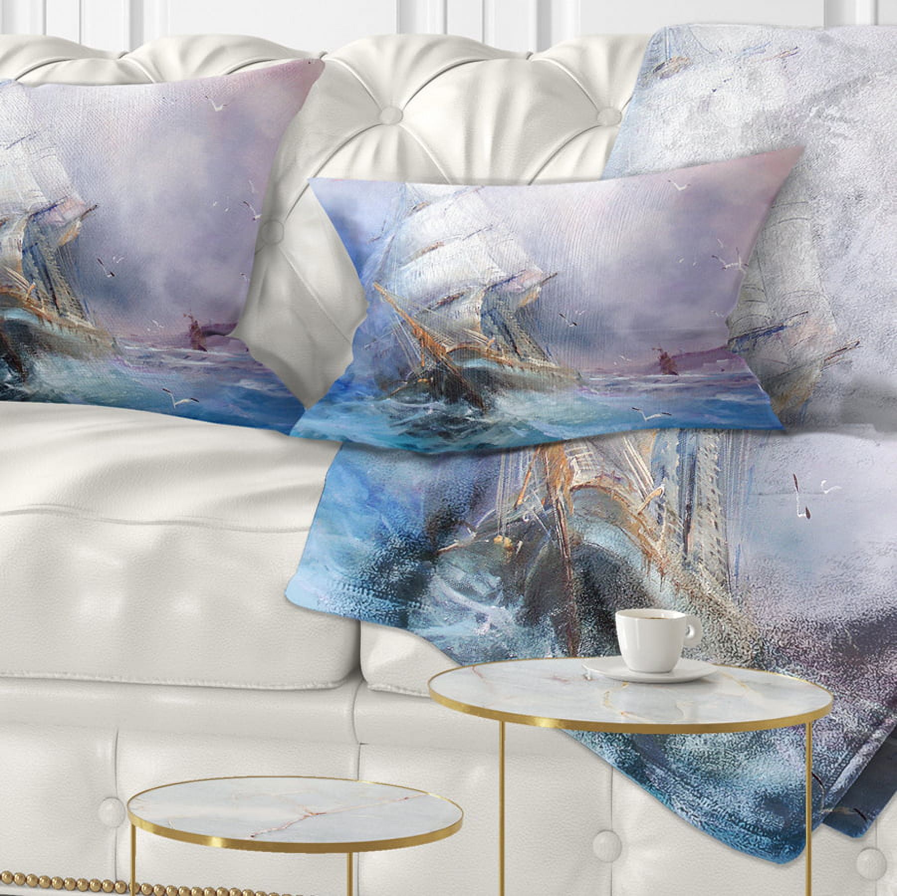 Designart Sea Breeze - Seascape Throw Pillow - 12x20