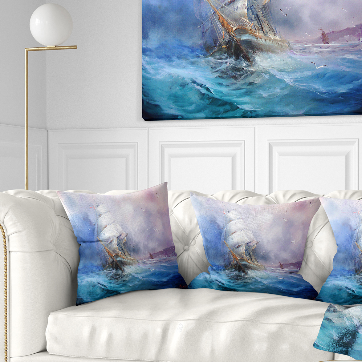 Designart Sea Breeze - Seascape Throw Pillow - 16x16