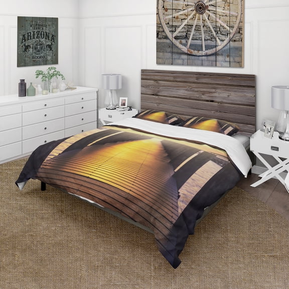 Designart 'Sea Bridge with Sunset Reflection' Seashore Duvet Cover Set