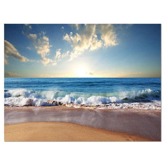 Designart 'Sea Sunset ' Seascape Photography Canvas Art Print