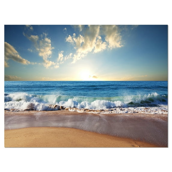 Designart 'Sea Sunset ' Seascape Photography Canvas Art Print