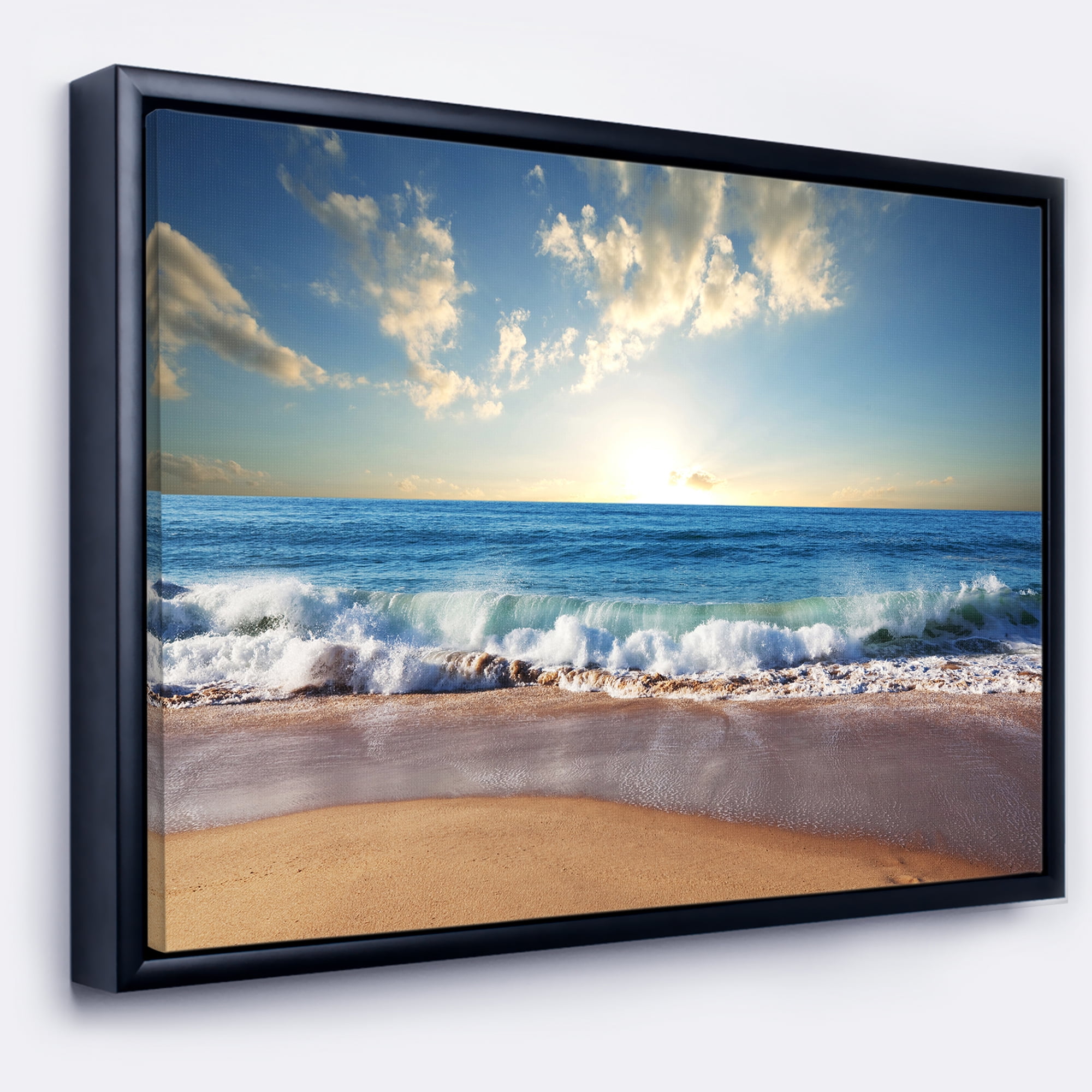 Designart ' Sea Sunset ' Seascape Photography Framed Canvas Art Print