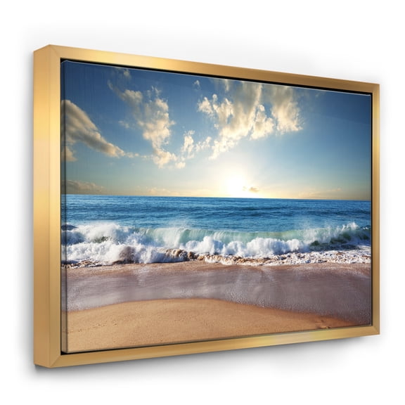 Designart ' Sea Sunset ' Seascape Photography Framed Canvas Art Print
