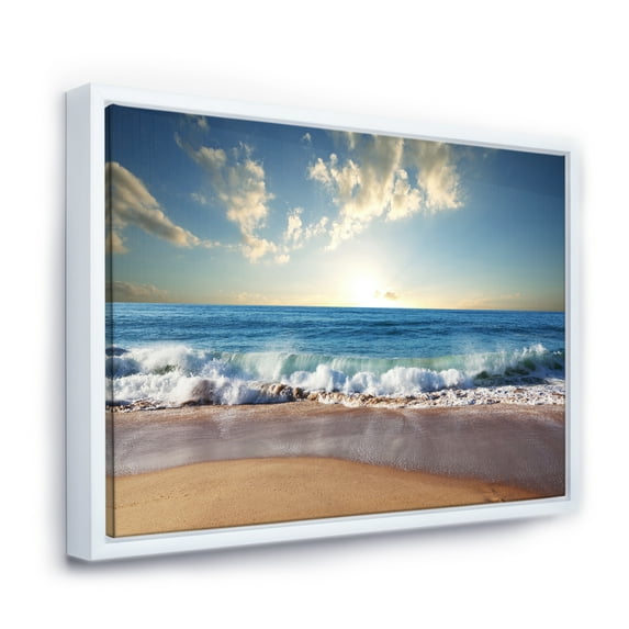 Designart ' Sea Sunset ' Seascape Photography Framed Canvas Art Print
