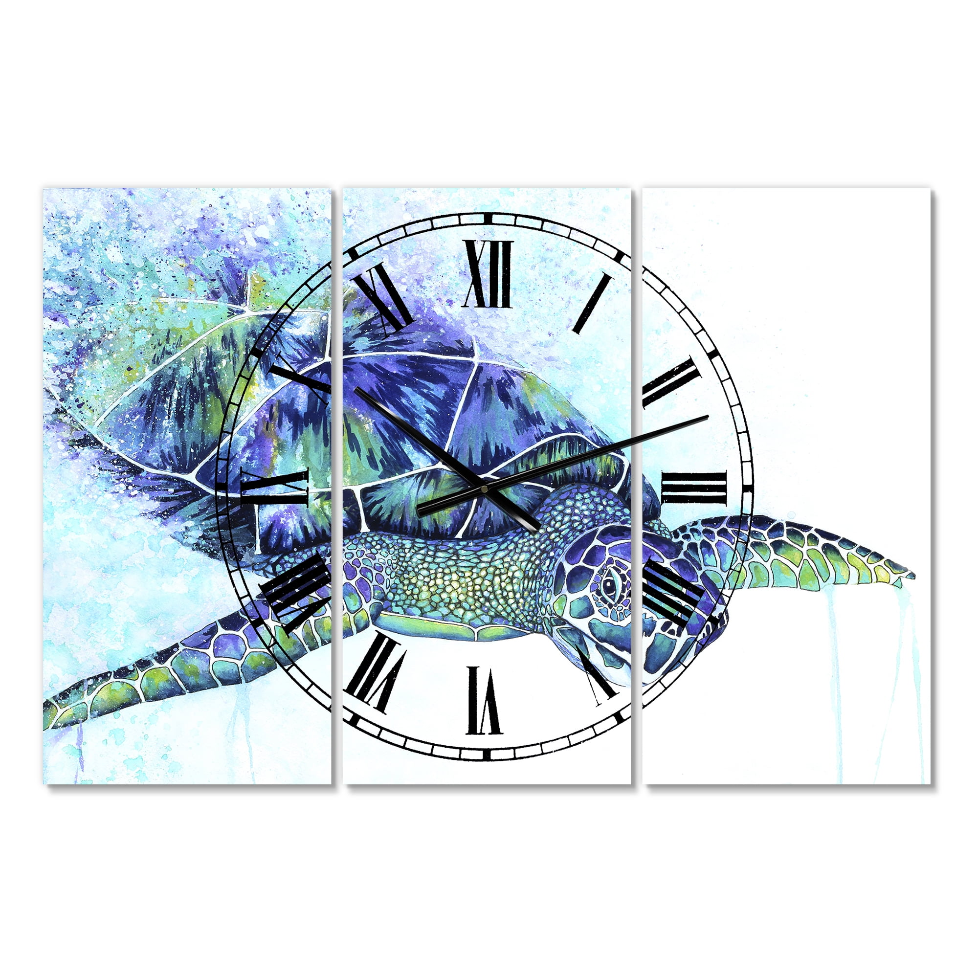 Designart 'Sea Turtle' Oversized Cottage Wall Clock