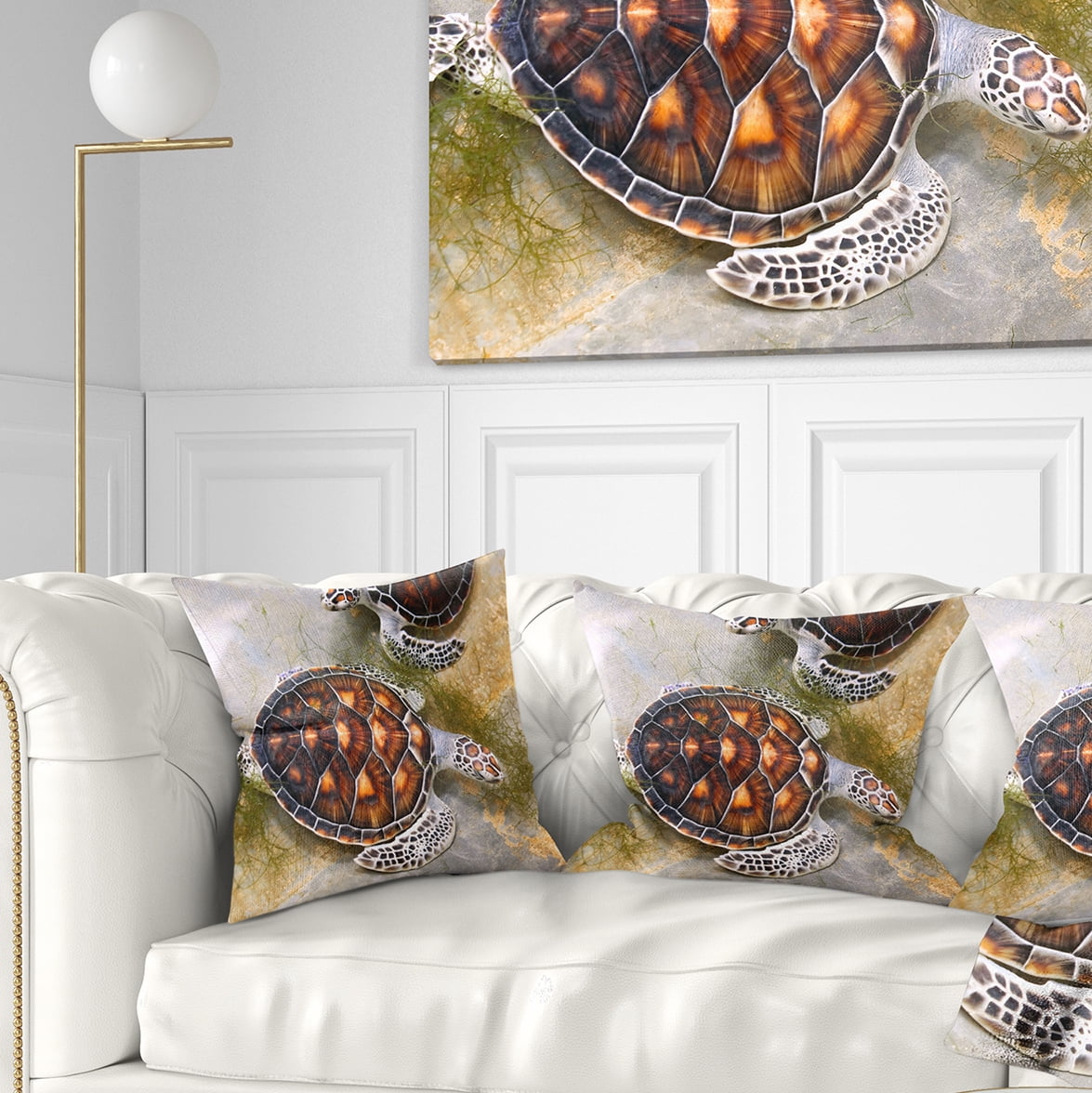 Designart Sea Turtles in Nursery - Animal Throw Pillow - 18x18