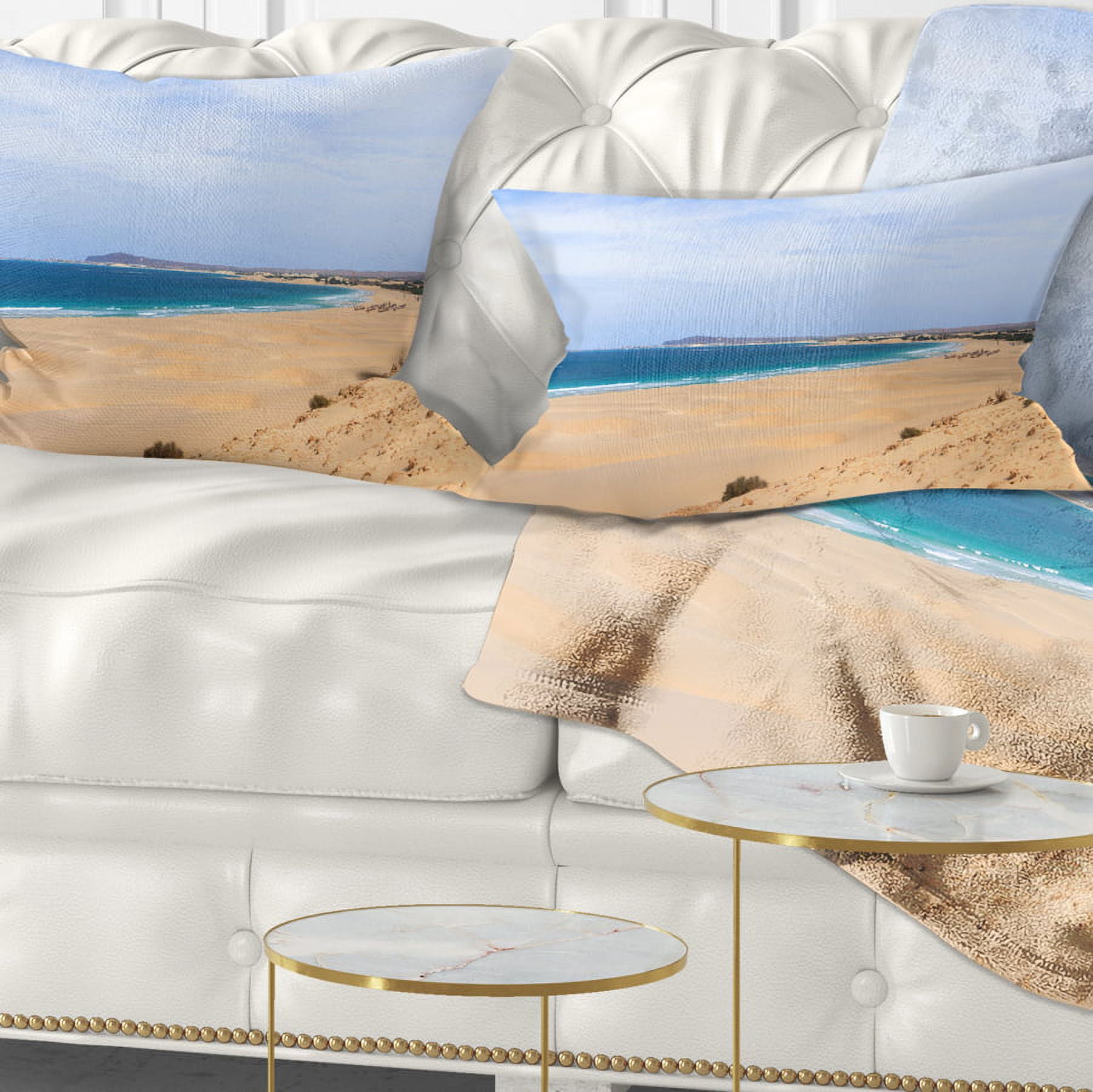 Designart Sea and Clouds in Blue Sky - Seashore Throw Pillow - 12x20