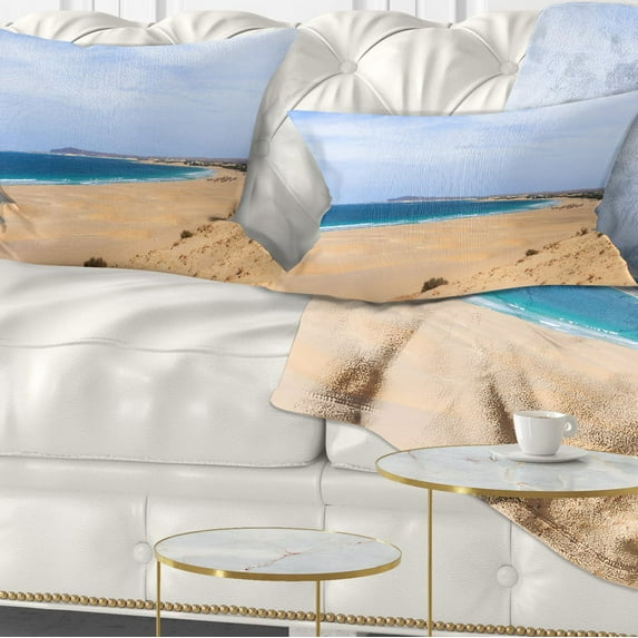 Designart Sea and Clouds in Blue Sky - Seashore Throw Pillow - 12x20