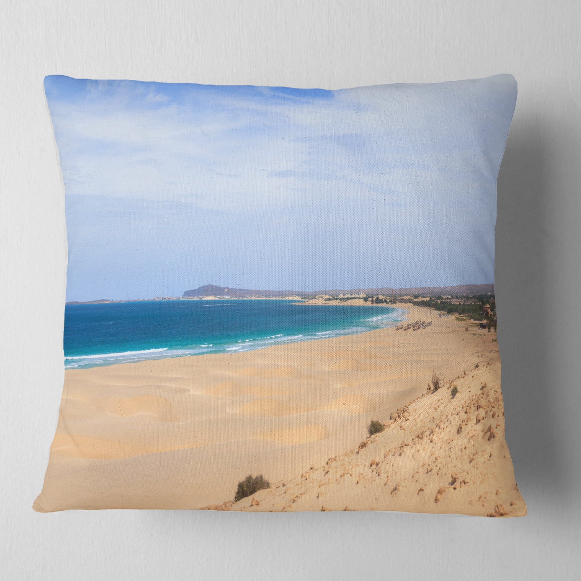 Designart Sea and Clouds in Blue Sky - Seashore Throw Pillow - 16x16