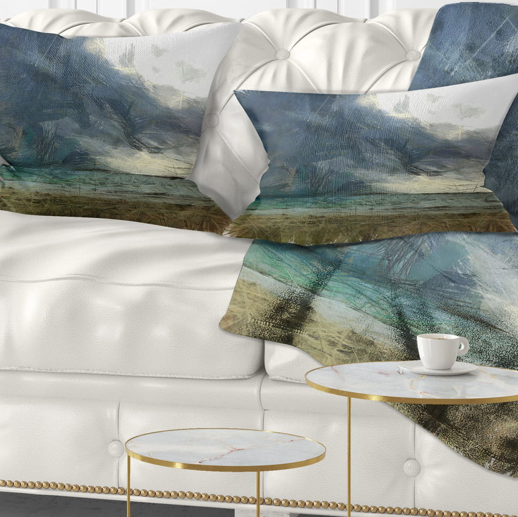 Designart Sea before Storm Watercolor - Landscape Printed Throw Pillow - 12x20