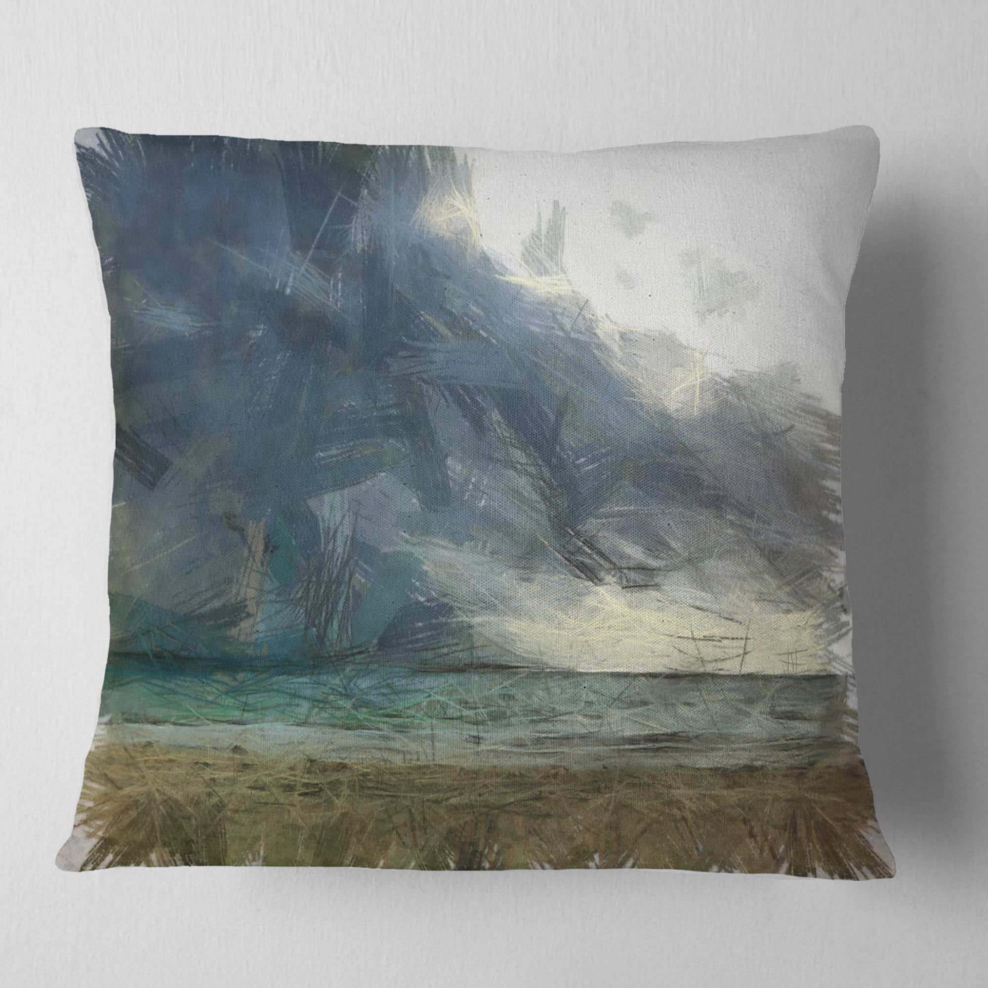 Designart Sea before Storm Watercolor - Landscape Printed Throw Pillow - 16x16