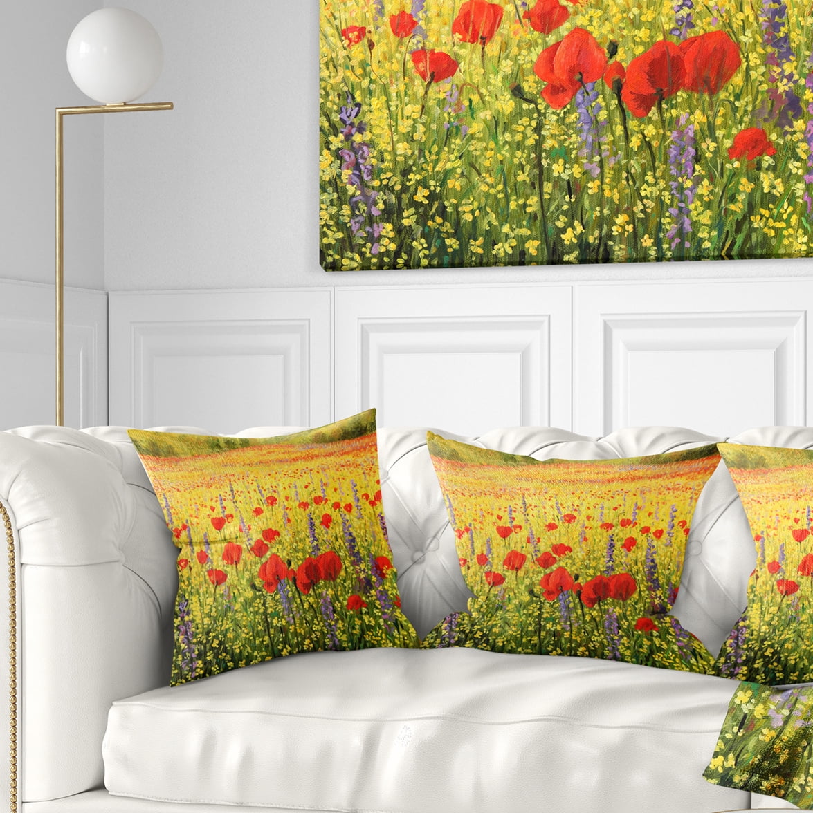 Designart Sea of Blossom - Landscape Printed Throw Pillow - 18x18
