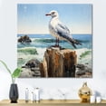 thumbnail image 1 of Designart "Seagull Seagull silence Pointillism II" Animals Canvas Print, 1 of 5