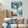 thumbnail image 1 of Designart "Seagull on the Shore III" Seagull Metal Art Living Room, 1 of 5