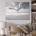 thumbnail image 1 of Designart "Seagulls in Flight Grey Beach Soar I" Animals Wall Decor, 1 of 5