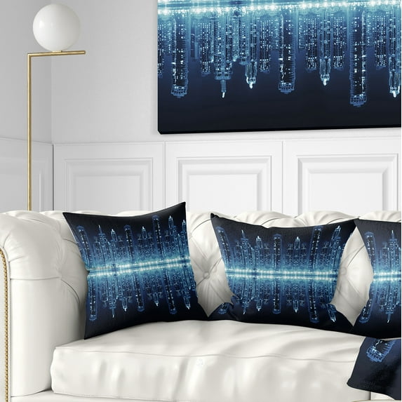 Designart Seamless Modern City - Cityscape Photo Throw Pillow - 18x18