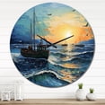 thumbnail image 1 of Designart "Seascape with Fishing Inspired by Van Gogh III" Vangogh Oversized Wall Clock, 1 of 5