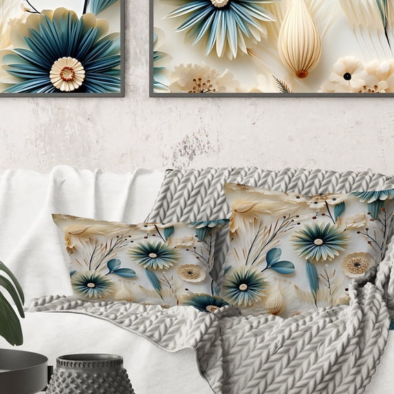 Designart "Seashell Coastal Serenity I" Floral Printed Throw Pillow