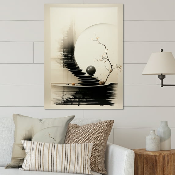 Designart "Seashell Sumi Asian Painting II" Asian Metal Art Living Room