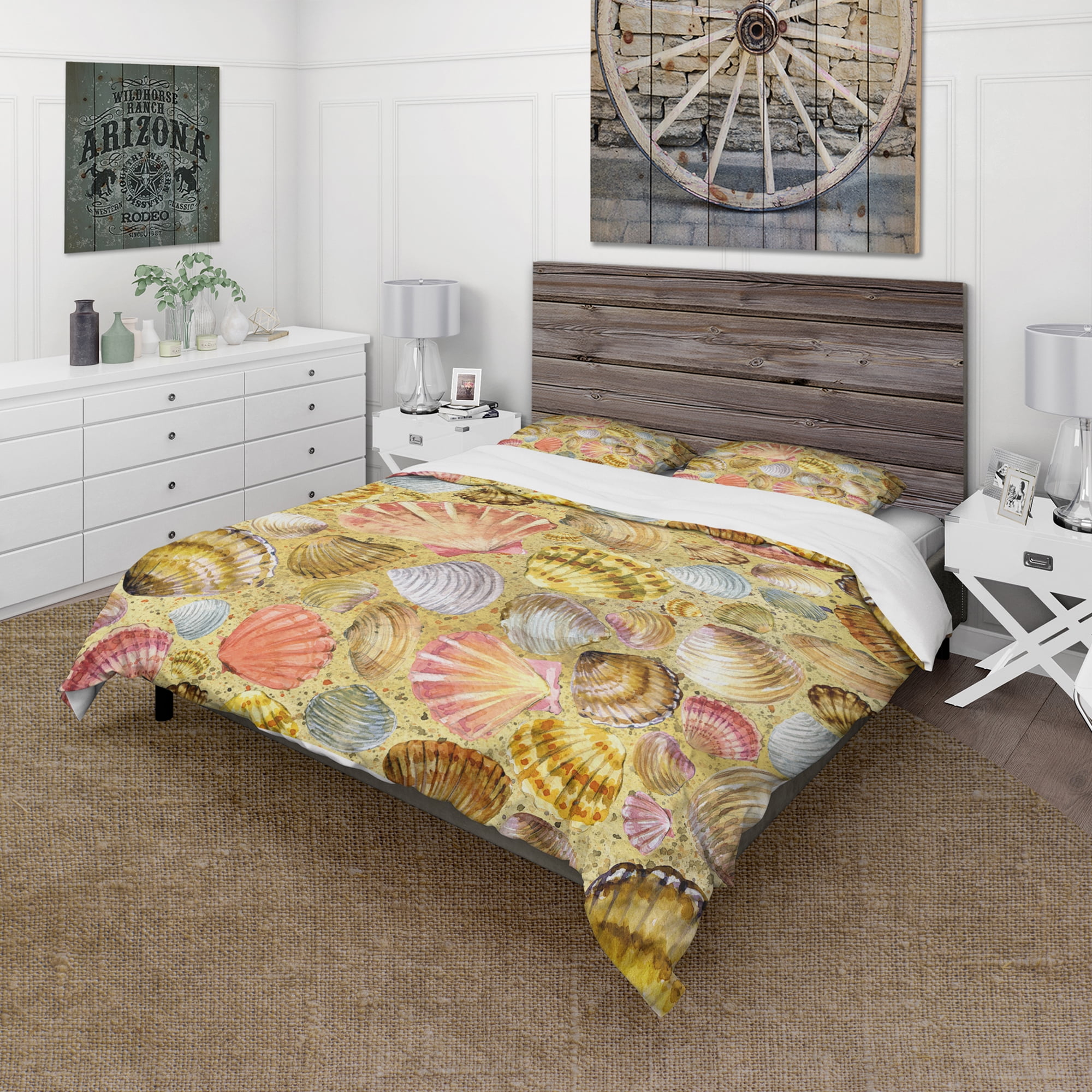 Designart 'Seashell and Sea Sand' Coastal Duvet Cover Set