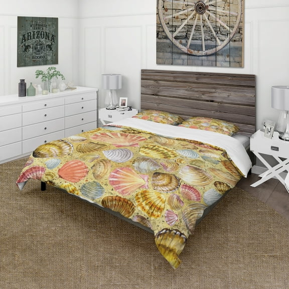 Designart 'Seashell and Sea Sand' Coastal Duvet Cover Set