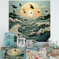 thumbnail image 1 of Designart "Seashore Birds Soaring Over Waters" Animals Metal Art Print, 1 of 1